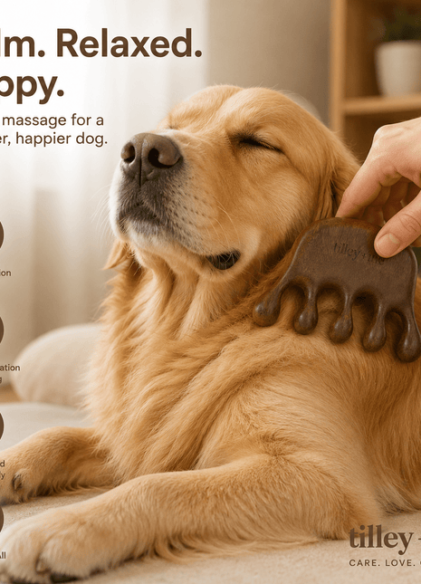 Tilley + Me Sandalwood Pet Massage Tool – Relieves Shedding & Boosts Circulation