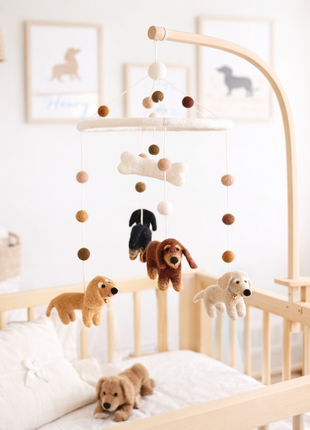 Felt Dachshund Dog Baby Mobile - Pup List