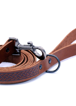 Celtic Sport Leather Collar and Leash Set