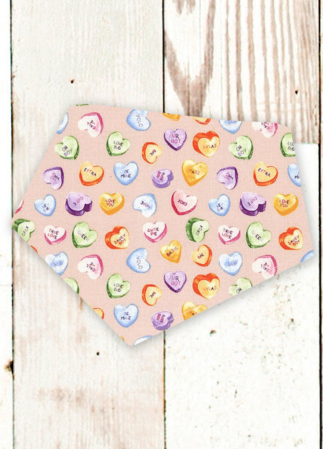 "Conversation Hearts on Pink" Dog Bandana