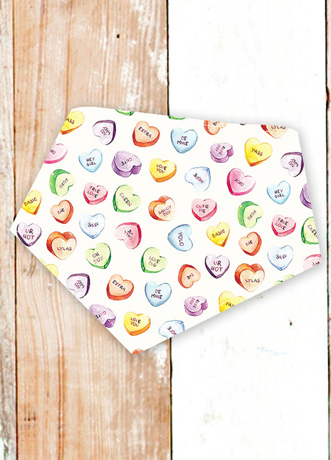 "Conversation Hearts on White" Dog Bandana
