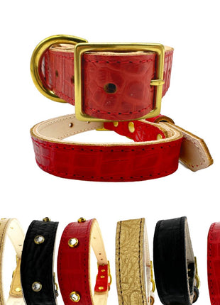 Croc Leather Dog Collar
