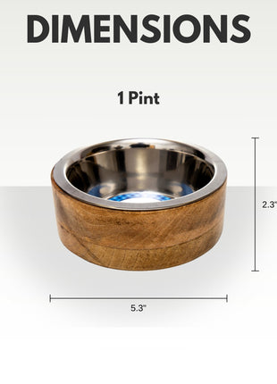 Country Living Stainless Steel Dog Bowl with Cylindrical Mango Wood Holder