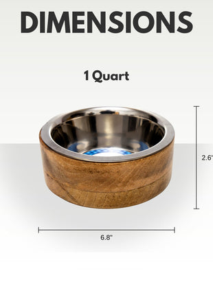 Country Living Stainless Steel Dog Bowl with Cylindrical Mango Wood Holder