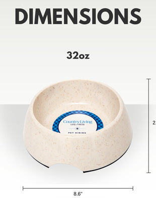 Country Living Set of 2 Natural Fiber Dog Bowls – White Swan