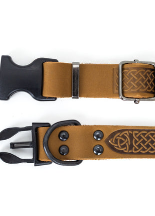 Celtic Sport Earth Brown Leather Dog Collar