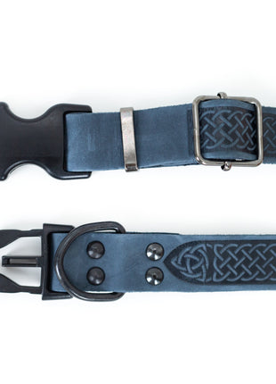 Celtic Sport Blue Jeans Leather Dog Collar