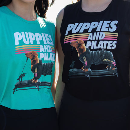 Puppies & Pilates Crop Top | Gift for Dog Moms & Yoga Lovers