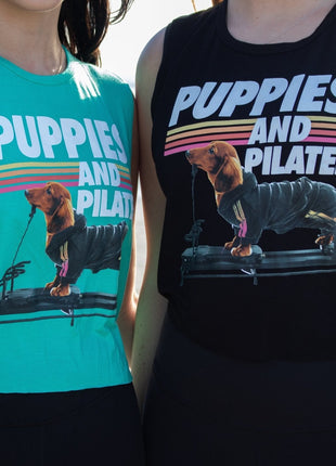 Puppies & Pilates Crop Top | Gift for Dog Moms & Yoga Lovers