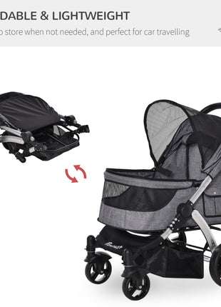 Travel Pet Stroller with Adjustable Handlebar