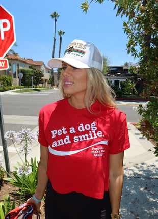 Pet A Dog And Smile Crop Tee | Gift for Dog Lovers | Made in USA
