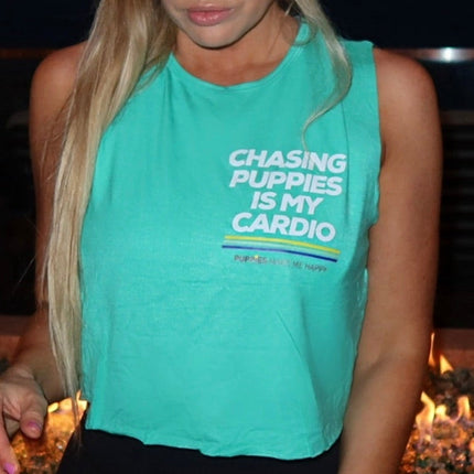 Chasing Puppies is My Cardio Crop Tank | Gift for Dog Moms