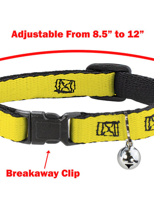 Breakaway Cat Collar with Bell - Peanuts Woodstock Shades Pose Blocks Blue/Yellow/Black