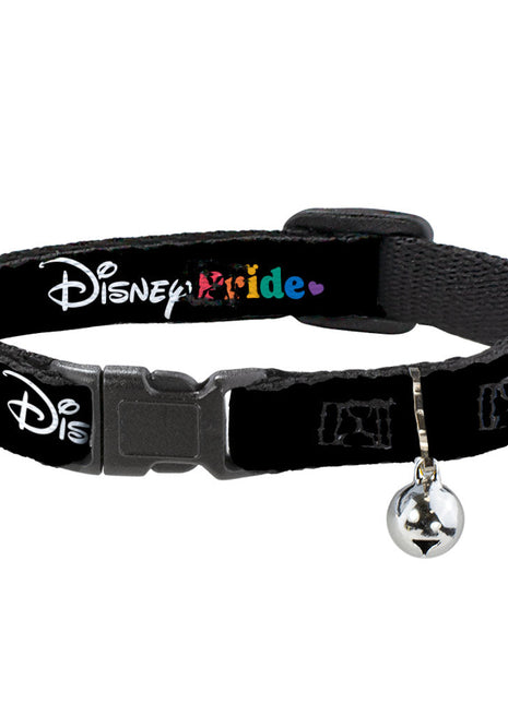 Breakaway Cat Collar with Bell - DISNEY PRIDE Signature Logo Black/White/Rainbow