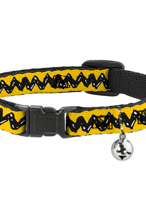 Breakaway Cat Collar with Bell - Peanuts Charlie Brown Zig Zag Stripe Yellow/Black