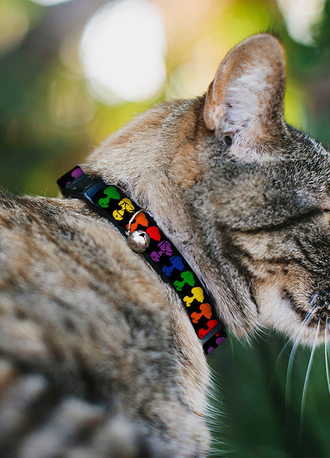 Breakaway Cat Collar with Bell - Peanuts Snoopy Silhoutte Pose Black/Rainbow Multi Color