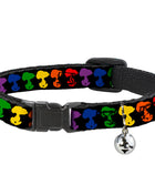 Breakaway Cat Collar with Bell - Peanuts Snoopy Silhoutte Pose Black/Rainbow Multi Color
