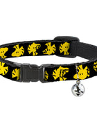 Breakaway Cat Collar with Bell - Peanuts Woodstock Face Flip Black/Yellow