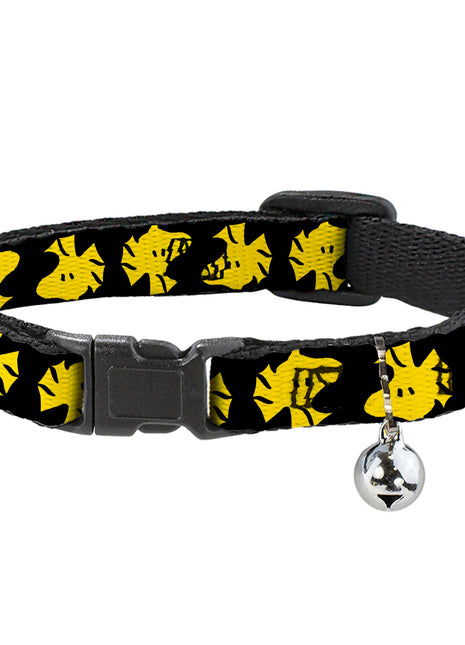 Breakaway Cat Collar with Bell - Peanuts Woodstock Face Flip Black/Yellow
