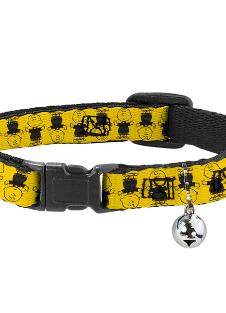 Breakaway Cat Collar with Bell - Peanuts Charlie Brown Pose Flip Yellow/Black