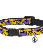 Breakaway Cat Collar with Bell - Peanuts Woodstock Shades Pose Blocks Blue/Yellow/Black