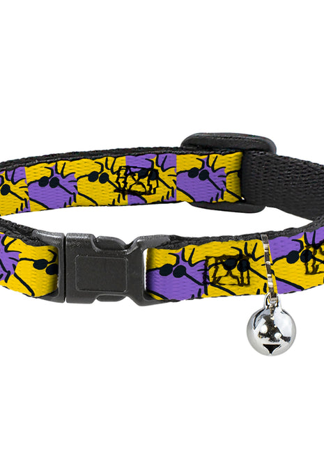 Breakaway Cat Collar with Bell - Peanuts Woodstock Shades Pose Blocks Blue/Yellow/Black