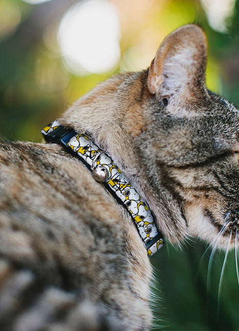 Breakaway Cat Collar with Bell - Peanuts Snoopy Pose Stacked Yellow
