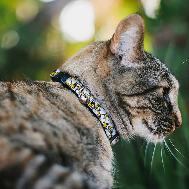 Breakaway Cat Collar with Bell - Peanuts Snoopy Pose Stacked Yellow