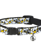 Breakaway Cat Collar with Bell - Peanuts Snoopy Pose Stacked Yellow