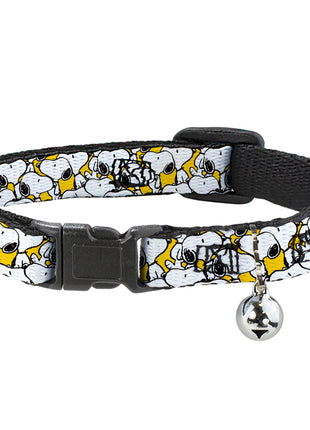 Breakaway Cat Collar with Bell - Peanuts Snoopy Pose Stacked Yellow