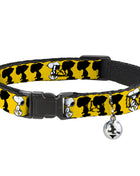 Breakaway Cat Collar with Bell - Peanuts Snoopy Walking/Silhouette Pose Yellow/Black/White - Pup List