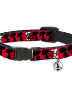 Breakaway Cat Collar with Bell - Peanuts Snoopy Walking/Silhouette Pose Red/Black/White