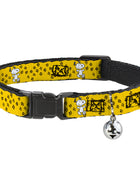 Breakaway Cat Collar with Bell - Peanuts Snoopy Smiling Pose/Paw Print Yellow/Black/White - Pup List