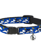 Breakaway Cat Collar with Bell - Peanuts Snoopy Running and Woodstock Pose Blue