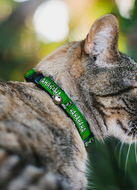 Breakaway Cat Collar with Bell - Peanuts Snoopy and Woodstock Laughing HAHA Pose Green