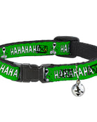 Breakaway Cat Collar with Bell - Peanuts Snoopy and Woodstock Laughing HAHA Pose Green