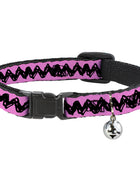 Breakaway Cat Collar with Bell - Peanuts Charlie Brown Zig Zag Stripe Pink/Black