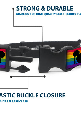 Plastic Clip Collar - Mickey Mouse Ears Icon Rainbow Pride Flag