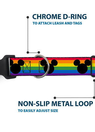 Plastic Clip Collar - Mickey Mouse Ears Icon Rainbow Pride Flag