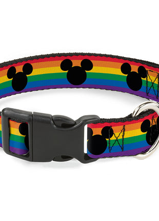 Plastic Clip Collar - Mickey Mouse Ears Icon Rainbow Pride Flag