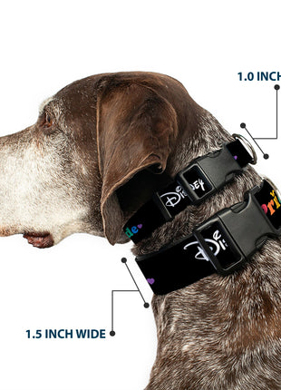 Plastic Clip Collar - DISNEY PRIDE Signature Logo Black/White/Rainbow