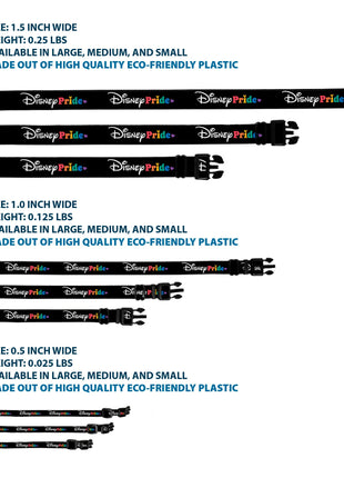 Plastic Clip Collar - DISNEY PRIDE Signature Logo Black/White/Rainbow