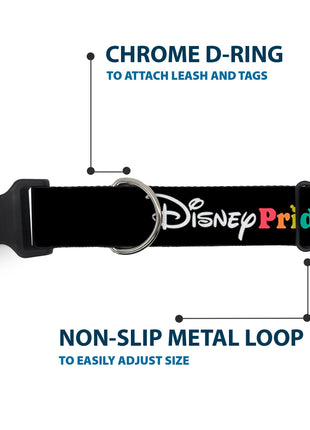 Plastic Clip Collar - DISNEY PRIDE Signature Logo Black/White/Rainbow