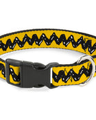 Plastic Clip Collar - Peanuts Charlie Brown Zig Zag Stripe Yellow/Black