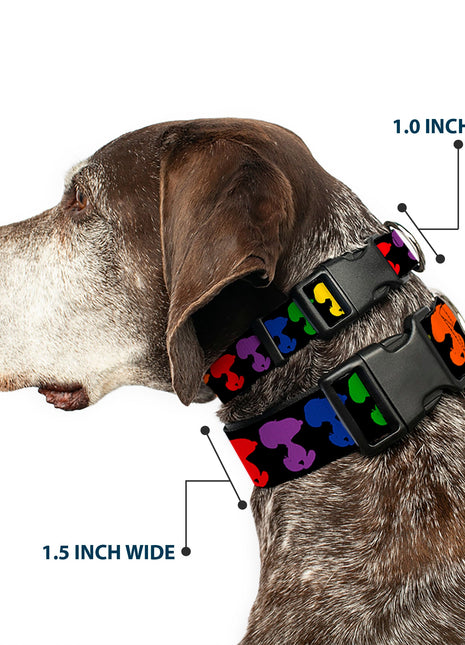 Plastic Clip Collar - Peanuts Snoopy Silhoutte Pose Black/Rainbow Multi Color