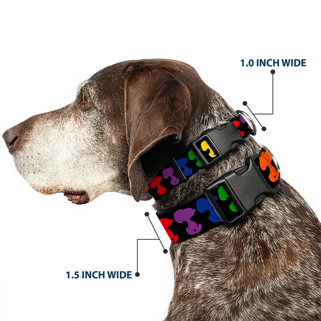Plastic Clip Collar - Peanuts Snoopy Silhoutte Pose Black/Rainbow Multi Color