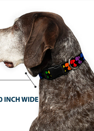 Plastic Clip Collar - Peanuts Snoopy Silhoutte Pose Black/Rainbow Multi Color
