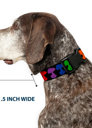 Plastic Clip Collar - Peanuts Snoopy Silhoutte Pose Black/Rainbow Multi Color