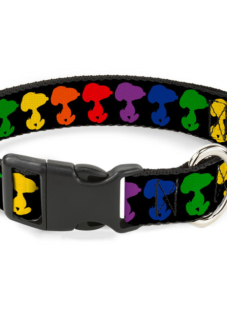 Plastic Clip Collar - Peanuts Snoopy Silhoutte Pose Black/Rainbow Multi Color