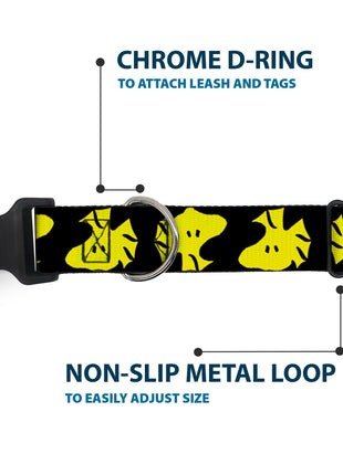 Plastic Clip Collar - Peanuts Woodstock Face Flip Black/Yellow